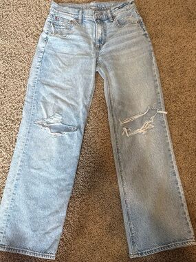 American Eagle Outfitters Light Blue Distressed Straight Leg Jeans